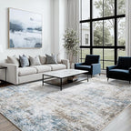 Area Rug 9x12 Living Room Rug Washable: No-Slip Abstract Soft Thin Large Brown - Image 3