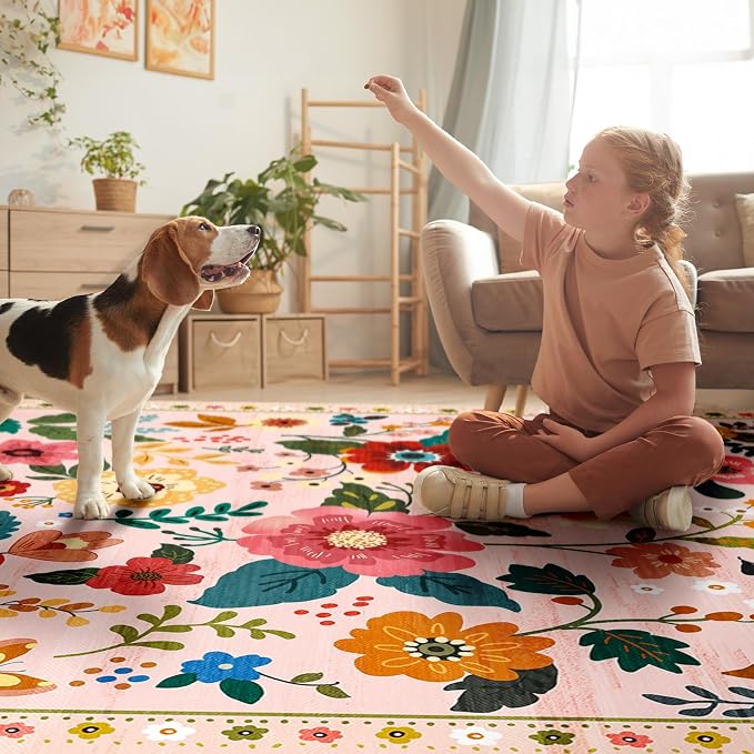 RELEANY Floral 2x6 Area Rugs Washable Print Boho Cute Carpet Non Slip Flower - Image 6