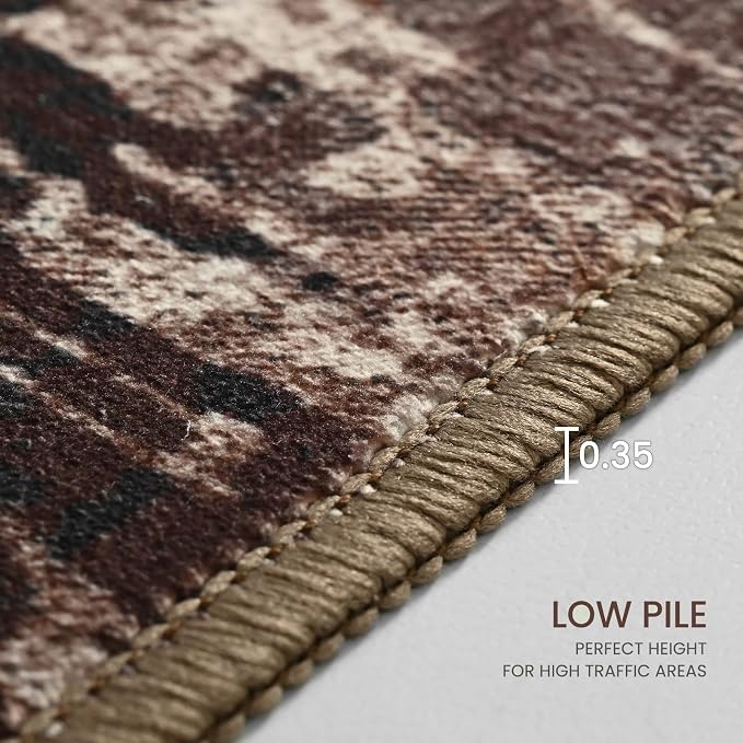 Entryway Rug 3x5 Brown Bedroom Area Rug Washable Non Slip Abstract Coffee Boho - Image 7