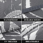 Pauwer Waterproof Outdoor Rug 6x9, Reversible Plastic Straw Patio Camping Rug - Image 3