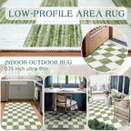 Green White Checkered Entry Rug - Image 4