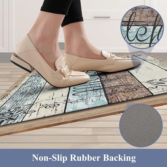 HEBE Anti Fatigue Kitchen Mat Set of 2 Non Slip Cushioned Kitchen Mats - Image 4