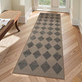 Lahome Zelie Checkered Washable 2x6 Brown Runners by Lahome