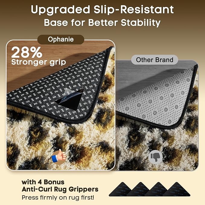Ophanie Leopard Rugs for Bedroom Living Room, Cheetah Print Rug Fluffy Shag - Image 4