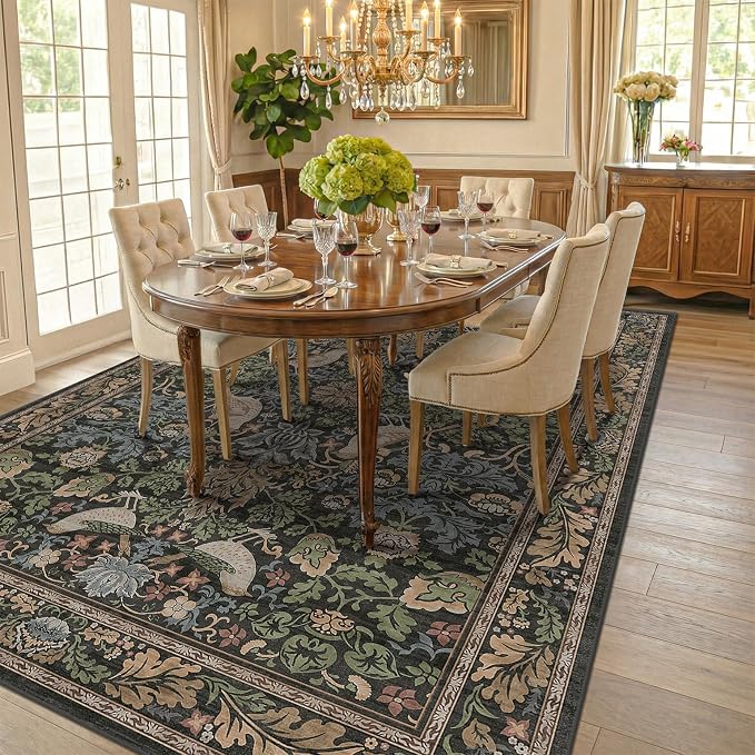 7x10 Green Washable Kitchen Table Rug - Image 3