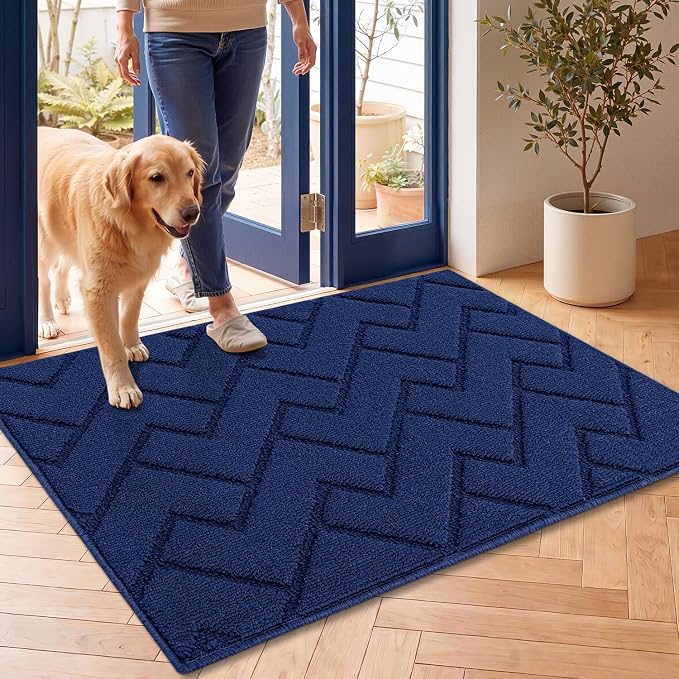 hicorfe Door Mat Indoor Entrance, TPR Backing Dirt Trapper Front Door Mat by Hicorfe