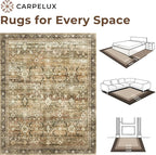 Washable Area Rugs 6x9 Vintage Brown, Large Indoor Rug - Image 5