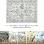 Lofus 8x10 Washable Rugs Non-Slip, Vintage Floral Area Rug - Image 7