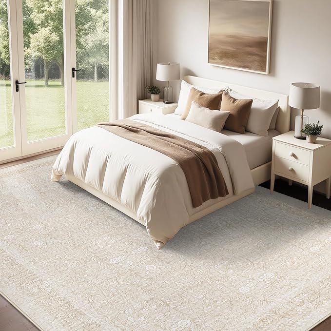 Washable Rug 8x10 Area Rugs: Vintage Floral Rugs - Image 5
