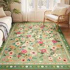 5x7 Area Rugs for Living Room Vacuum-Friendly Machine Washable Area Rug Flower by meejou
