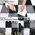 KICMOR Living Room Rugs 5x8, Fluffy Shag Fuzzy Plush Black White Grey Checkered - Image 4