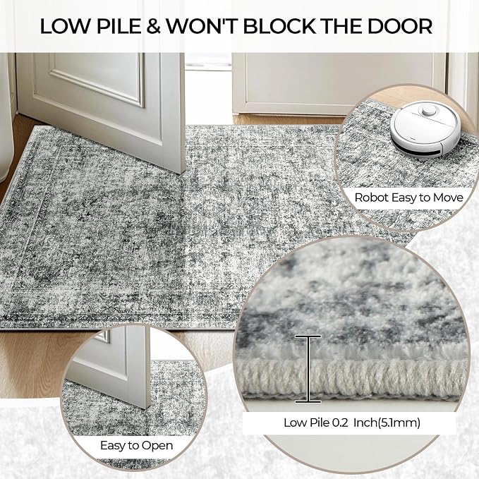 CAPALOCA Machine Washable Rugs Nursery Rug 7x9 Cute Girl Non Slip Low Pile - Image 5