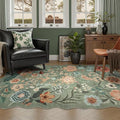 DCX Vintage Floral Rug 4x6, Washable Sage Green Rug by DCXWashableRug