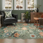 DCX Vintage Floral Rug 4x6, Washable Sage Green Rug by DCXWashableRug