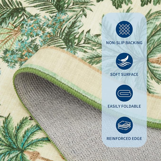 GarveeHome Jungle Round Washable Rugs 4ft Non-Slip Soft Round Rug - Image 6