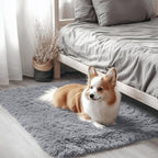 OLANLY 3x3 Machine Washable Small Bedside Rug, Soft Fluffy Shaggy Entryway by OLANLY