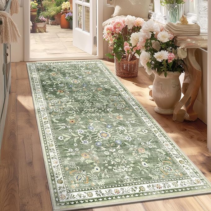 Yamaziot Washable Runner Rug 3x6 – Floral Non Slip Boho Hallway Runner Rug by Yamaziot