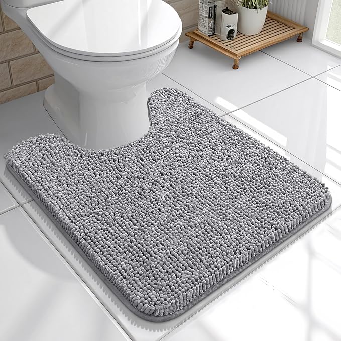 OLANLY Toilet Rugs U-Shaped 20x20, Extra Soft Absorbent Chenille Contour by OLANLY