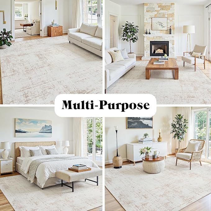 6x9 Area Rugs for Living Room Washable Rug: Anti-Skid Abstract Modern Living - Image 3