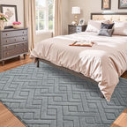 6x9 Grey Washable Area Rug for Bedroom Living Room, Modern Geometric Shag - Image 2