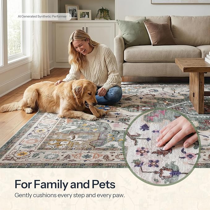 HOOBRO Washable Rug 6 x 9 Area Rugs - Image 3