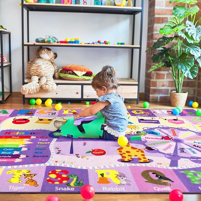 Kids Rugs for Playroom Bedroom Classroom Nursery, Non-Slip and Washable Rugs - Image 3