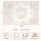 Area Rug 10x14 Vintage Rugs: Large Washable Living Room Rug Retro Medallion - Image 2