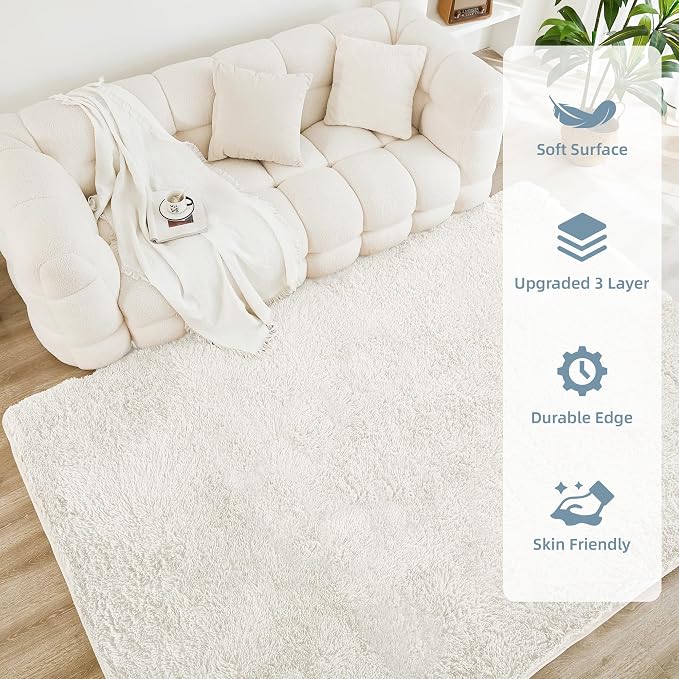 Litanika 9x12 Shag Area Rug for Living Room Bedroom, Non-Shedding Modern Indoor - Image 4