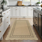 LIVEBOX Scalloped Washable 3x5 Outdoor Rug, Easy Jute Tan Rugs - Image 2