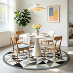 Terrug Grey and Beige Geometric Round Rug 5ft - Image 3