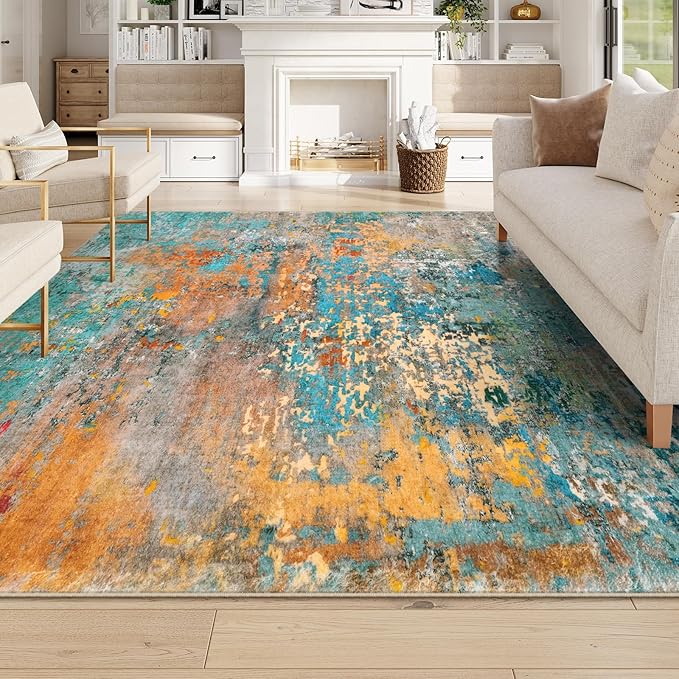 Lahome Modern Abstract Living Room Rug, Washable 8x10 Area Rugs by Lahome