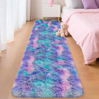 2x8 Ft Purple Rainbow Rug for Girls Bedroom Bedside Runner, Soft Fluffy Rugs - Image 2