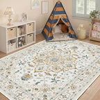 CAPALOCA Machine Washable Rugs Nursery Rug Cute Girl Non Slip Low Pile Water - Image 3