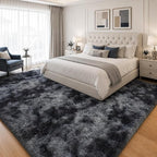 Area Rug for Living Room Bedroom: 9x12 Black Grey Soft Fluffy Shag Upgrade - Image 3