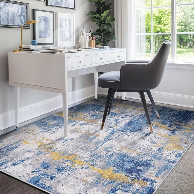 RELEANY Washable Area Rugs 4'x5' Non-Slip Modern Abstract Soft - Image 2