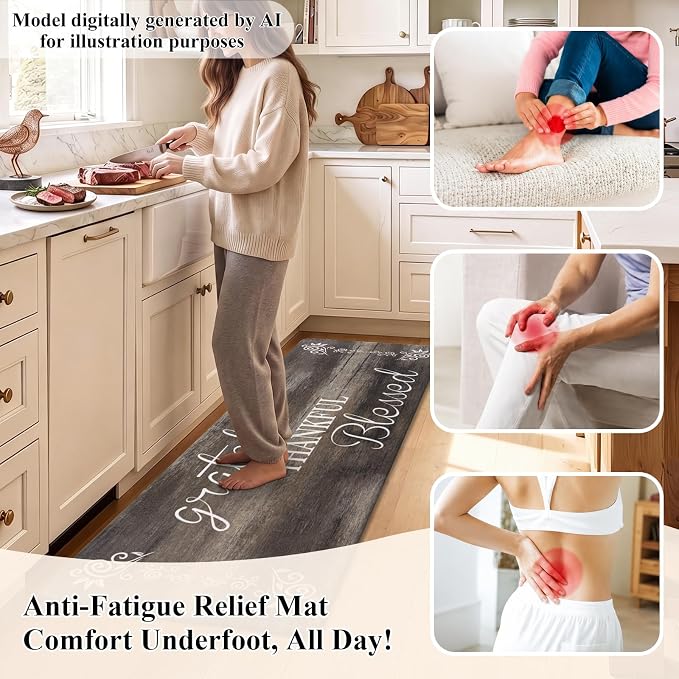 HEBE Anti Fatigue Kitchen Rugs Set of 2, Non Slip Cushioned Kitchen Mats - Image 5