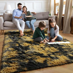 PAGISOFE 4x6 Black and Yellow Bedroom Rugs, Fluffy Modern Living Room Area Rug - Image 4