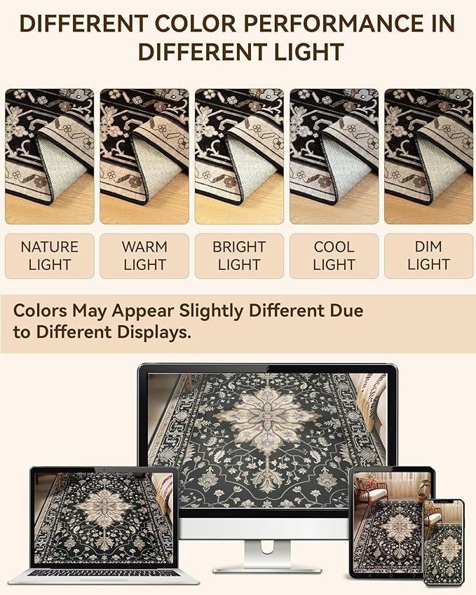 RELEANY Area Rugs Runner 2'x10' Washable Non-Slip, Floral Vintage Distress - Image 8