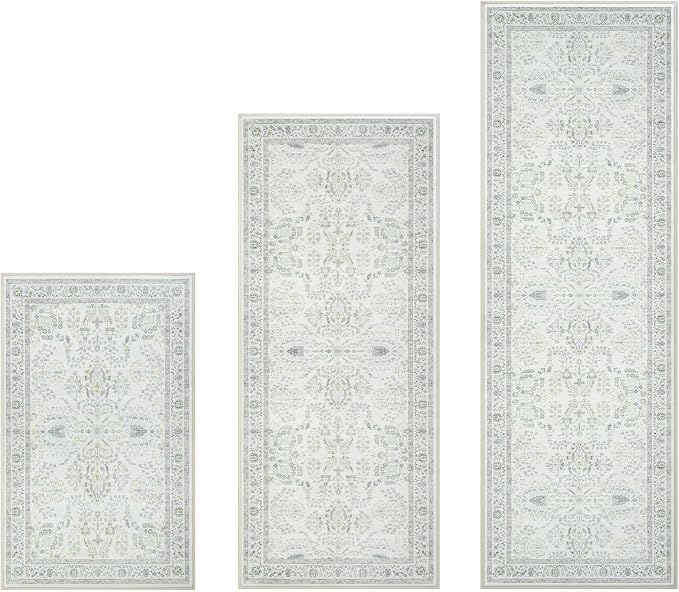 GRANNY SAYS Boho Kitchen Rug Sets of 3, Non Slip Washable Faux Wool Kitchen Mats - Image 9