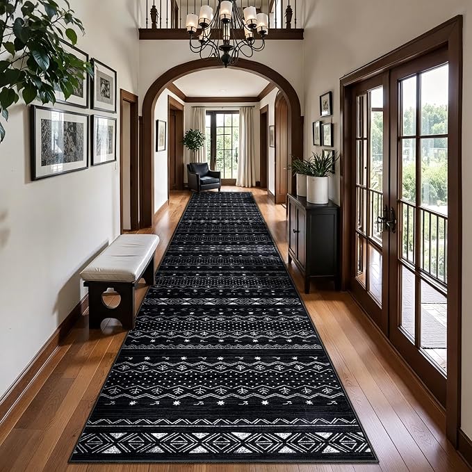 SERISSA Hallway Runner Rug, Soft Low-Pile Boho Geometric Indoor Long Carpet by SERISSAHomeDecorCollection