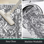 HEBE Washable Area Rug 2'x3', Non Slip Soft Distressed Bedroom & Living Room - Image 4