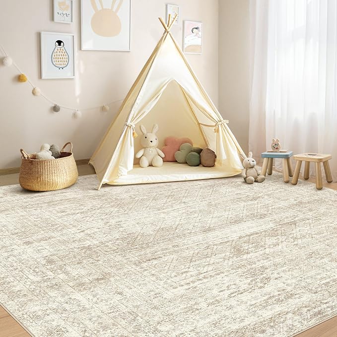 UERMEI Square Area Rugs : Washable 8x8 Neutral Modern Abstract Carpet - Image 5