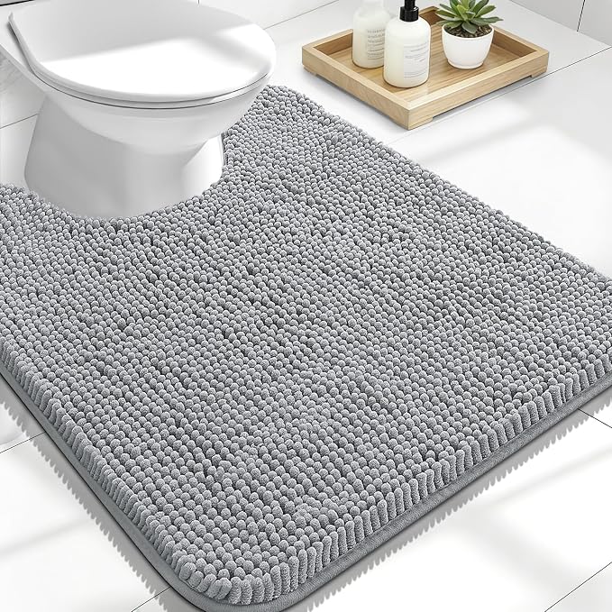 OLANLY Toilet Rugs U-Shaped 24x20, Extra Soft Absorbent Chenille Contour by OLANLY