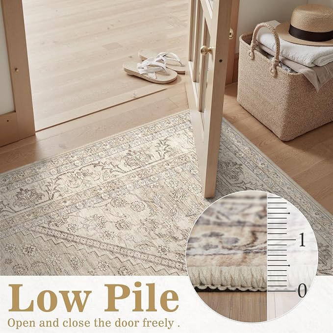 DCX Machine Washable Brown and Beige Area Rug 8x10, Non Slip Stain Resistant - Image 8