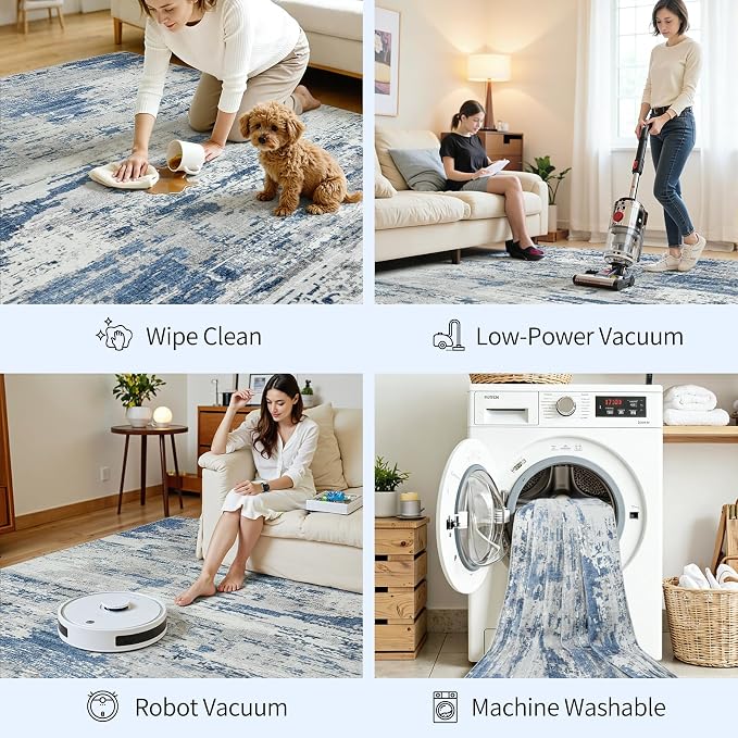 Area Rugs 8x10 Living Room: Large Soft Washable Rug Modern Abstract Anti-Skid - Image 5