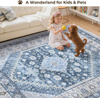 6x9 Washable Area Rugs, Large Living Room Rug, Vintage Boho Carpet, Non Slip - Image 4