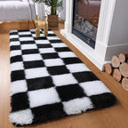 KICMOR Fluffy Soft Runner Rug for Bedroom Living Room, 2x6 Black and White - Image 6