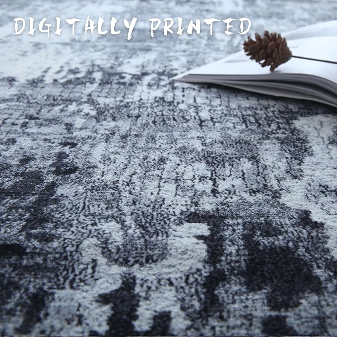 Rugcomf 4x6 Rug Washable Boho Soft Area Rug Abstract Pattern Non-Slip Faux Wool - Image 4