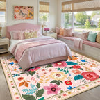 RELEANY Floral Square 8ft Area Rugs Washable Print Boho Cute Carpet Non Slip - Image 6
