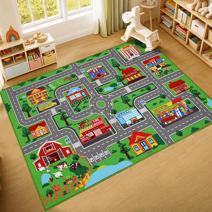 Kids Carpet Playmat Rug 59"x39.4", Car Rug - Image 9